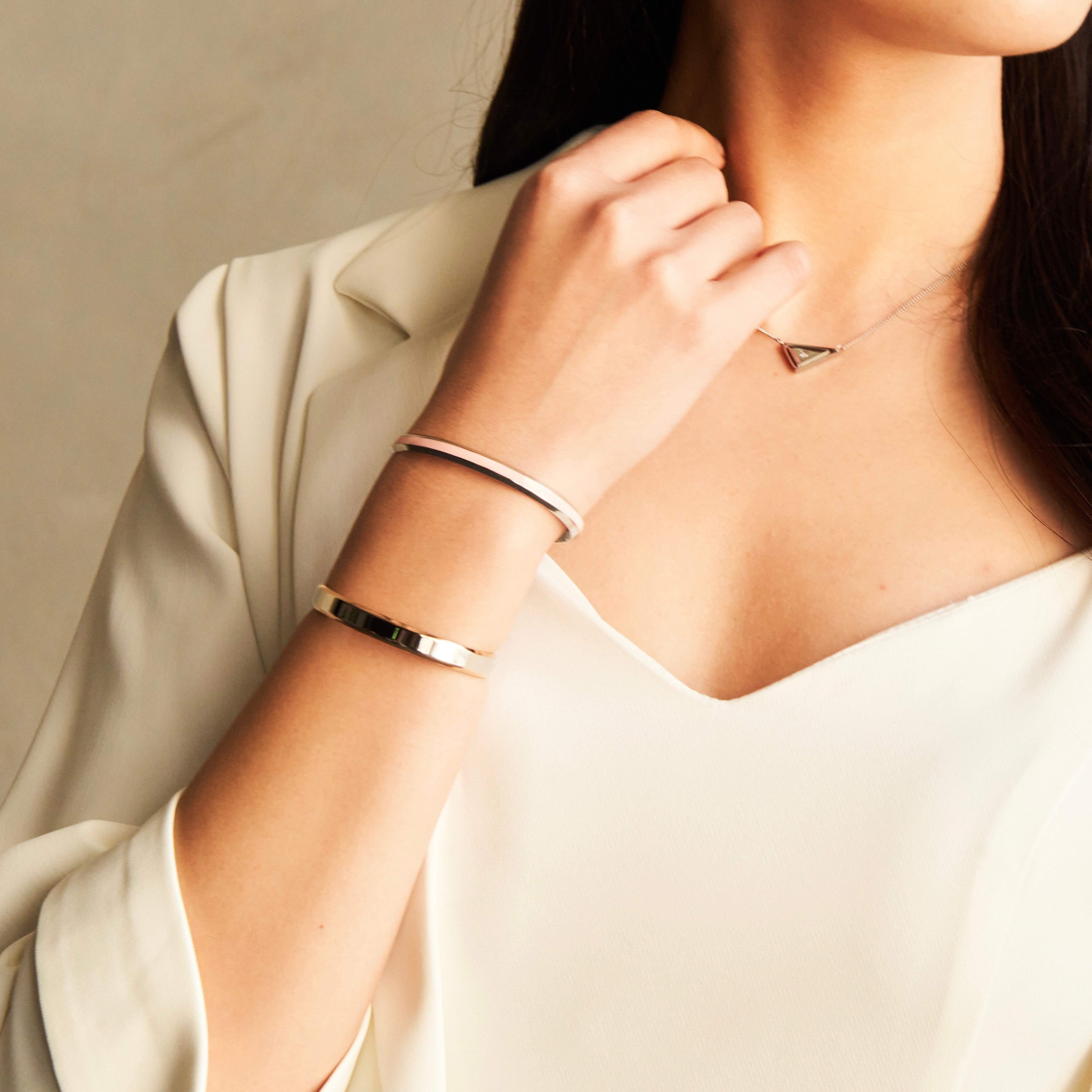 Authentic bangle silver x rose gold