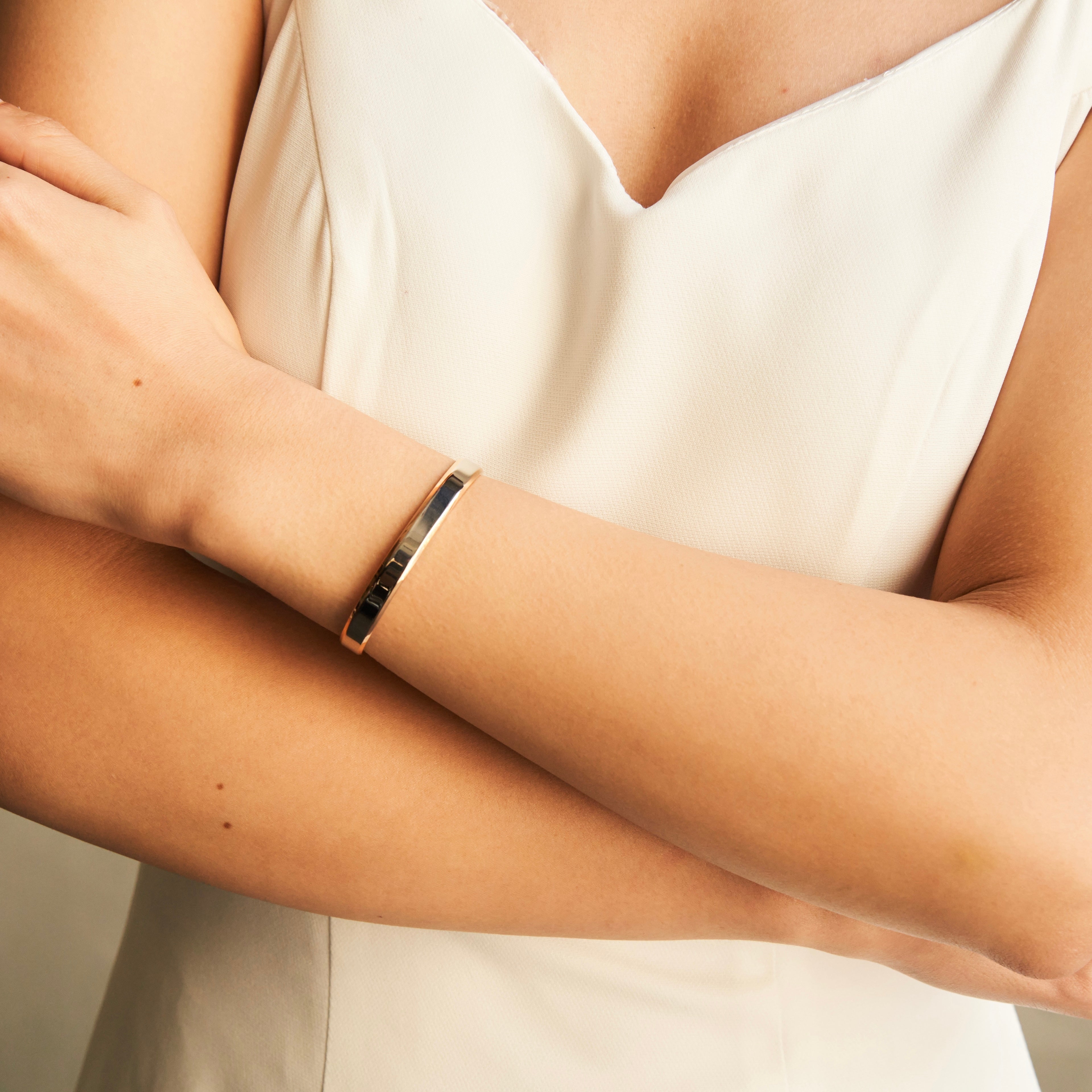 Authentic bangle silver x rose gold