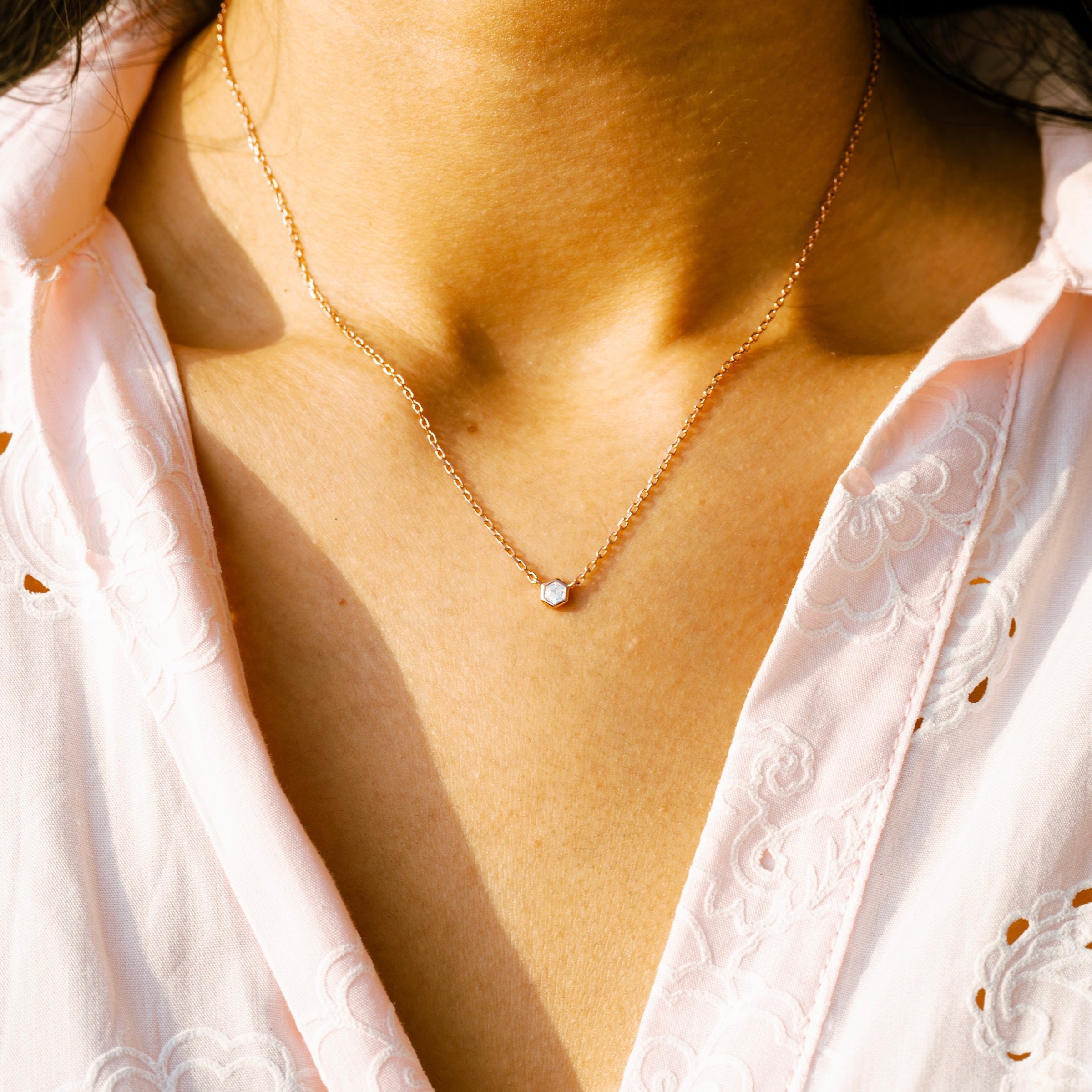 crystal stella necklace rose gold