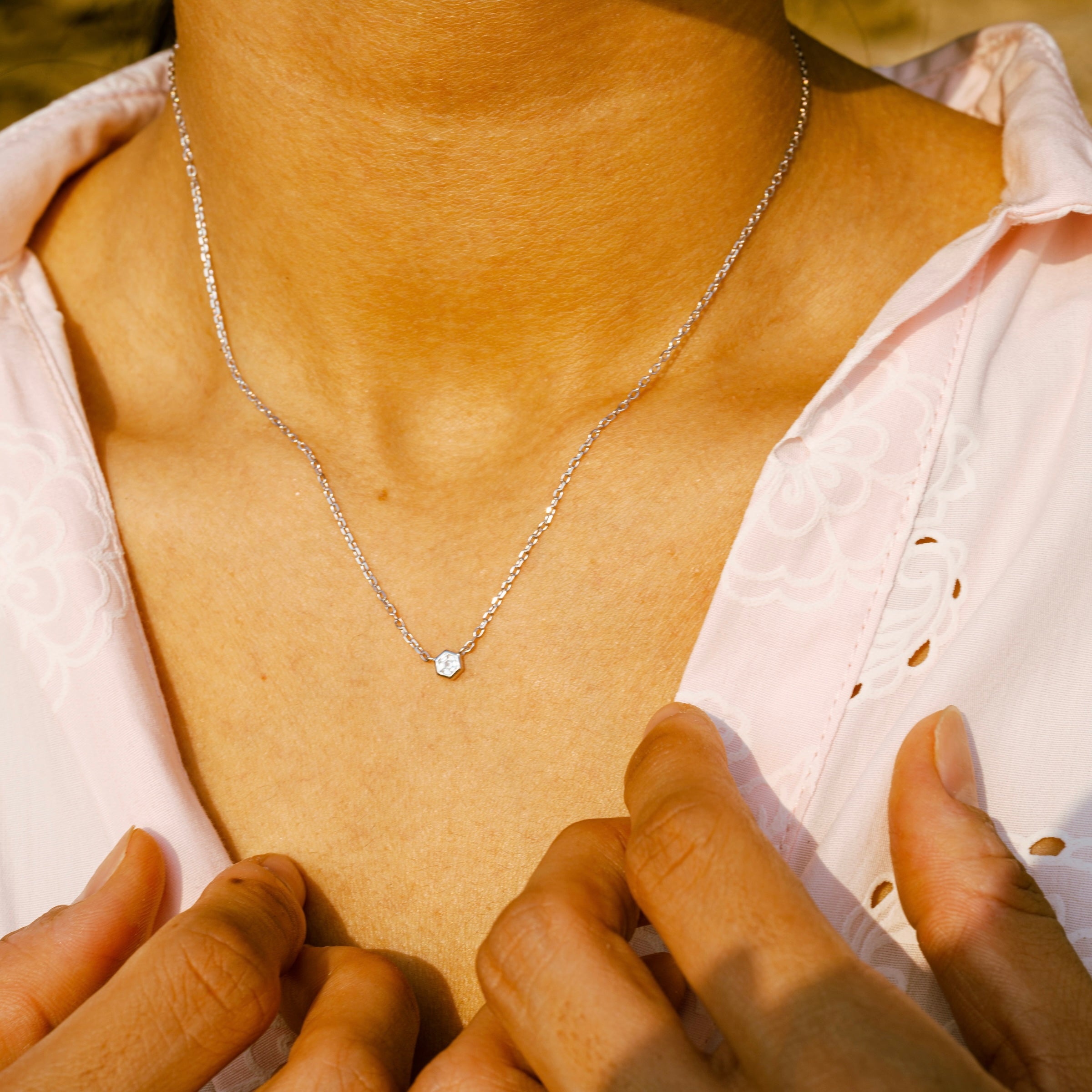 crystal stella necklace silver