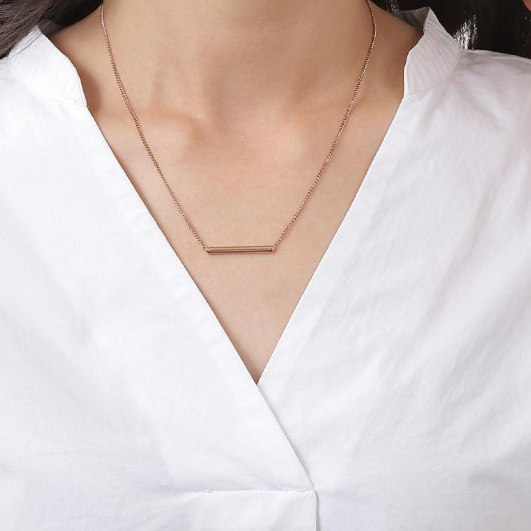 ヘキサ バー ネックレス ローズゴールド - MK&T