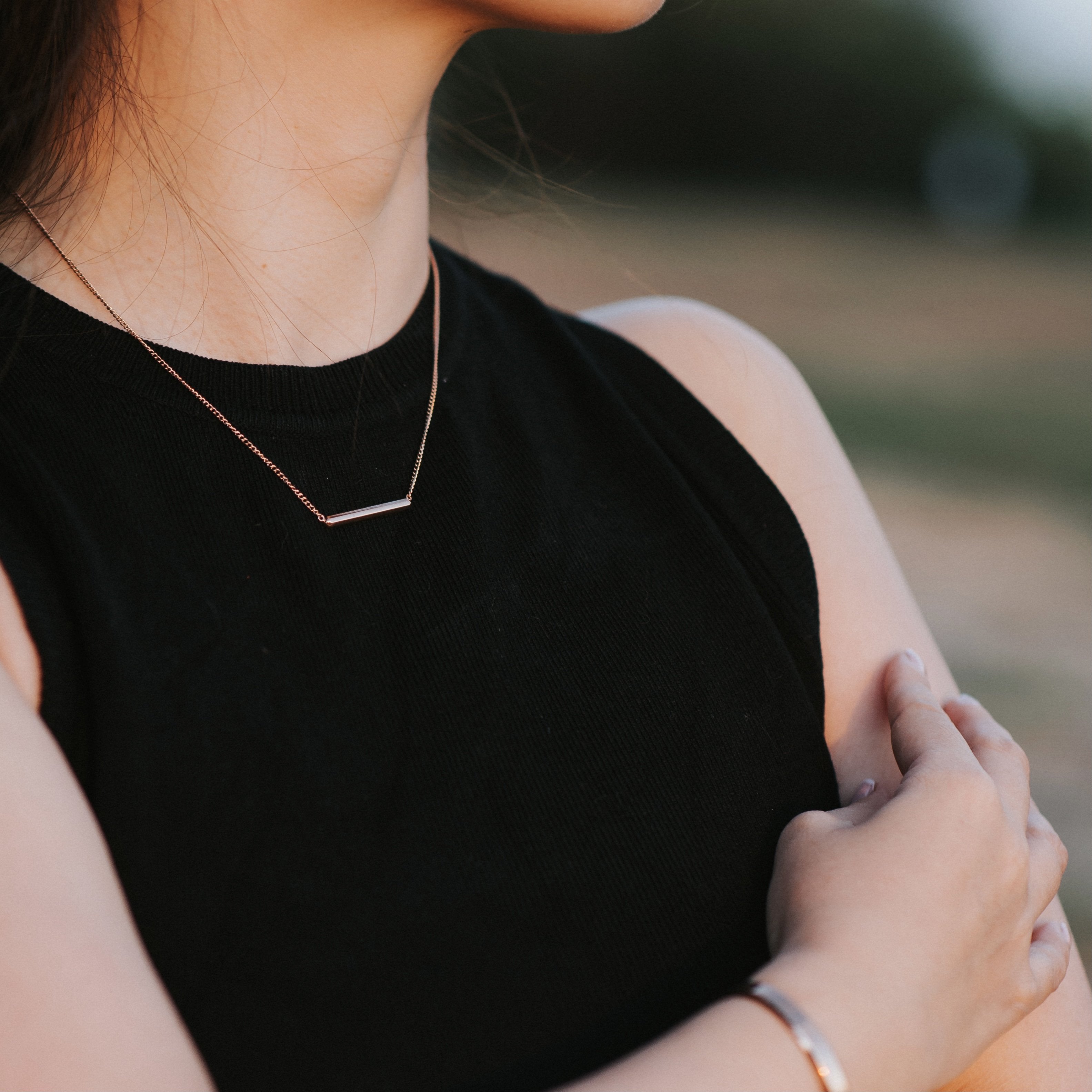 ヘキサ バー ネックレス ローズゴールド - MK&T