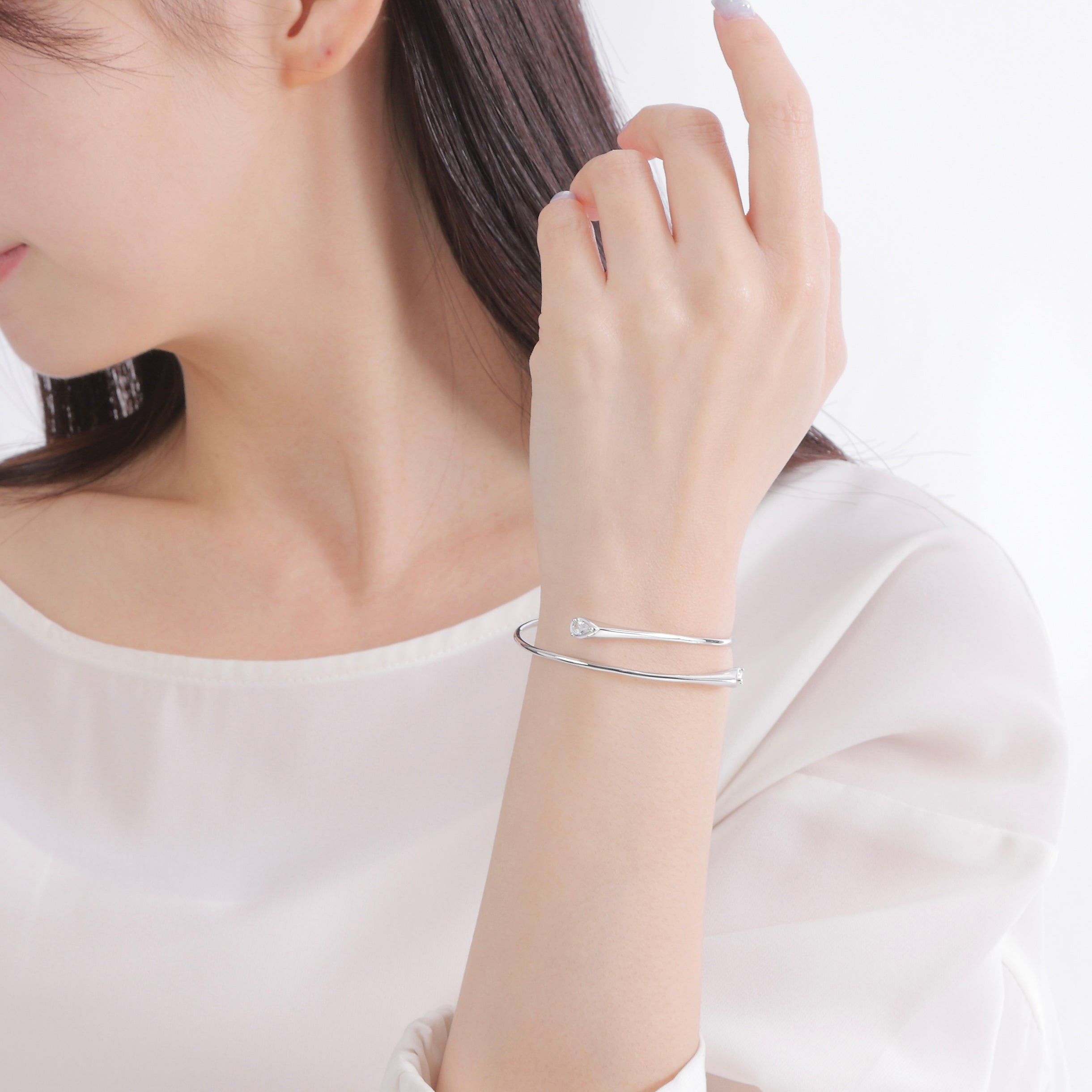 クリスタル ドロップ ブレスレット シルバー