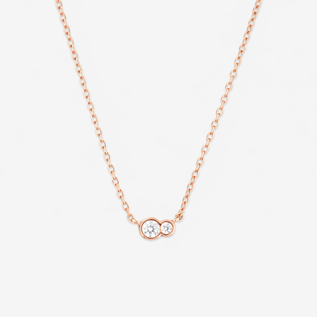 クリスタル デュオ ネックレス ローズゴールド