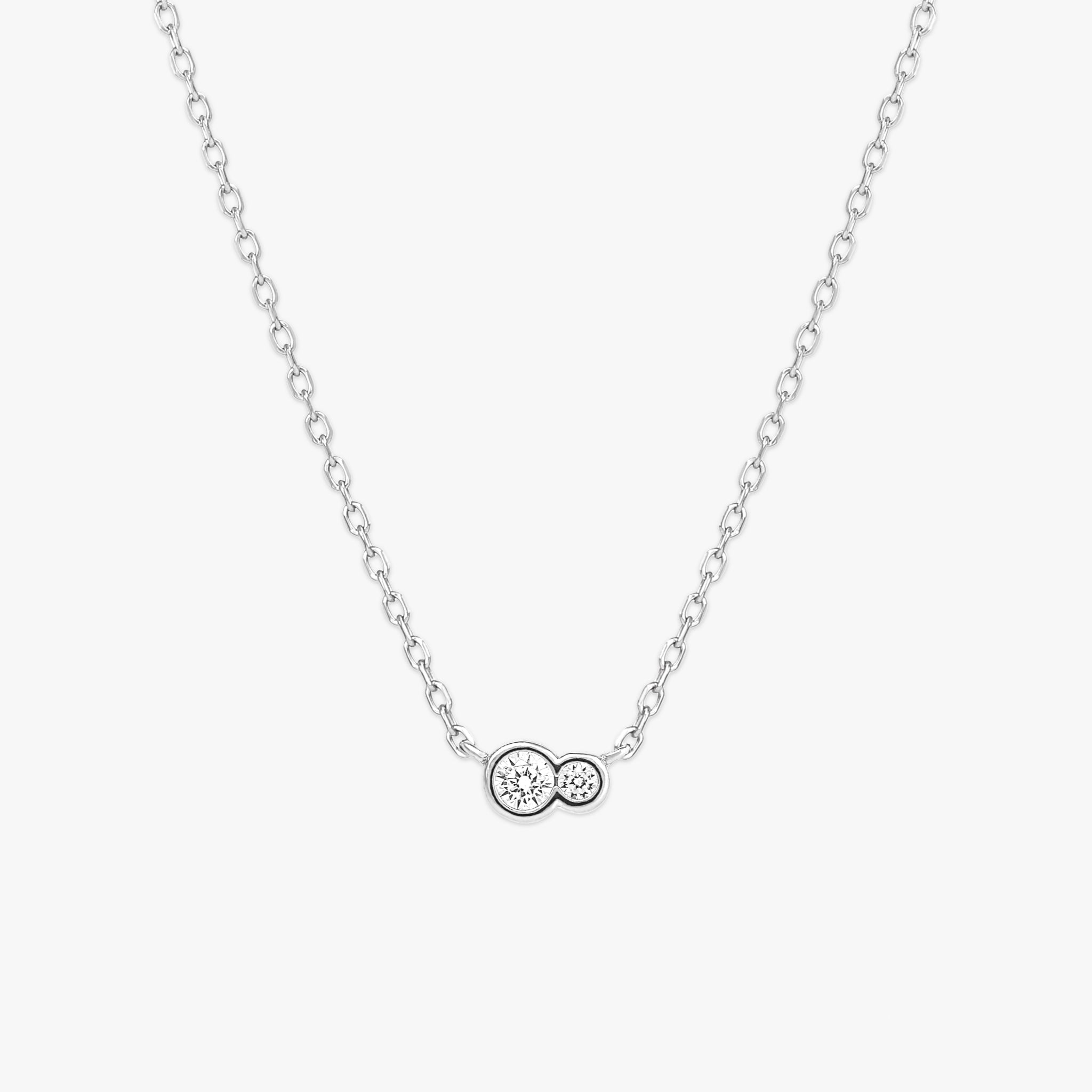 クリスタル デュオ ネックレス シルバー