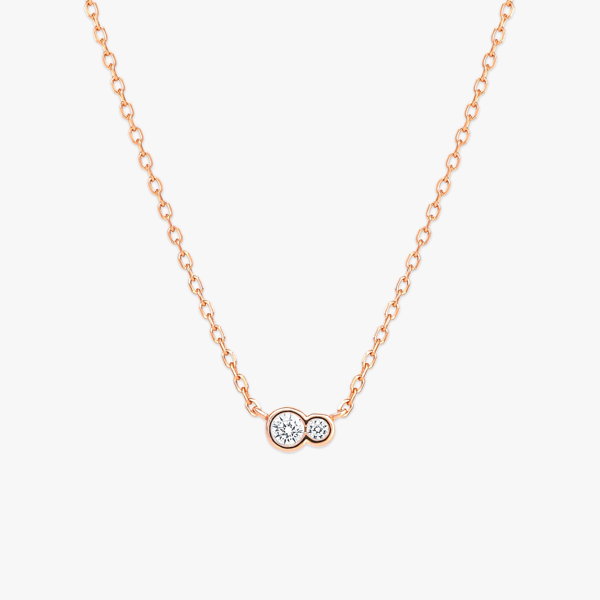 クリスタル デュオ ネックレス ローズゴールド