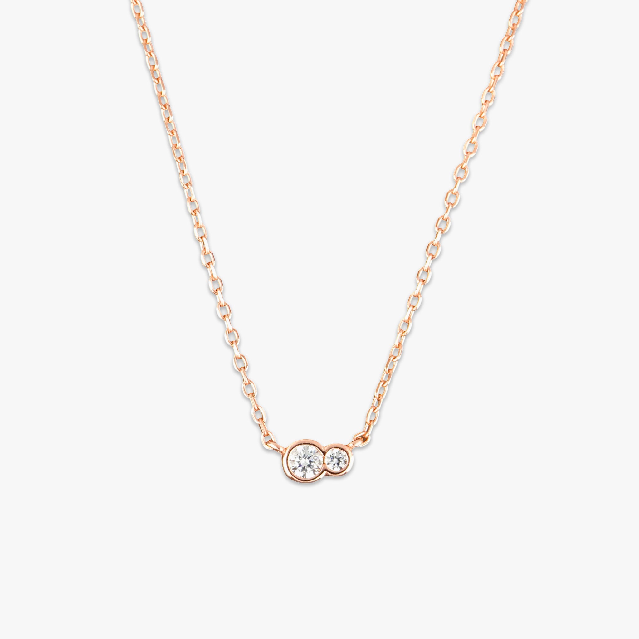 クリスタル デュオ ネックレス ローズゴールド