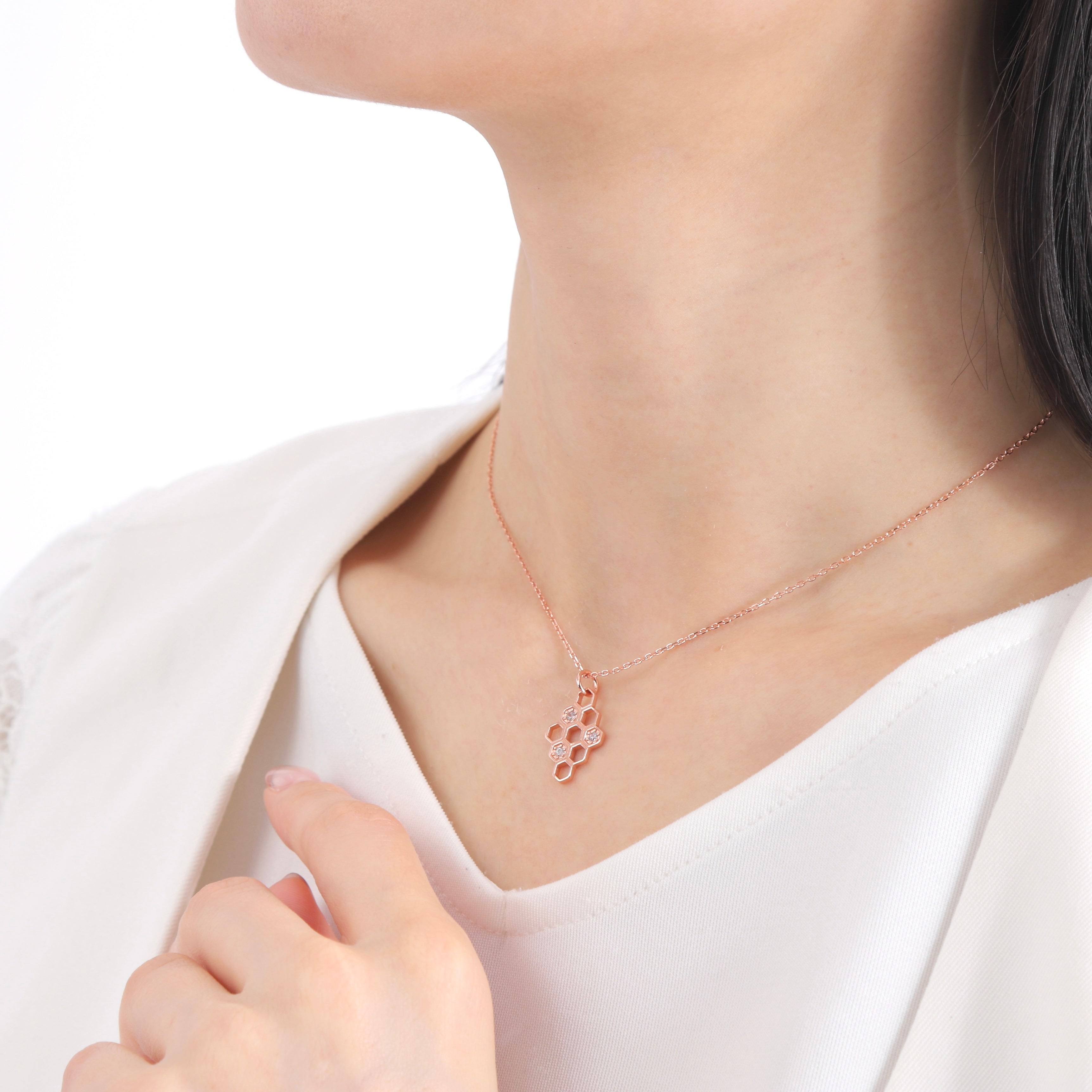 クリスタル ハニー ネックレス ローズゴールド