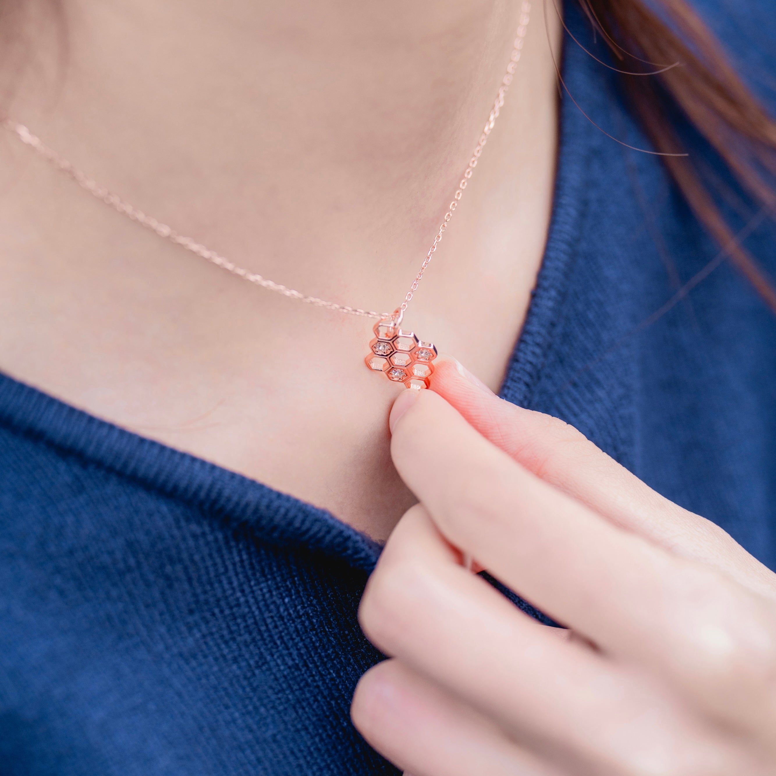 クリスタル ハニー ネックレス ローズゴールド