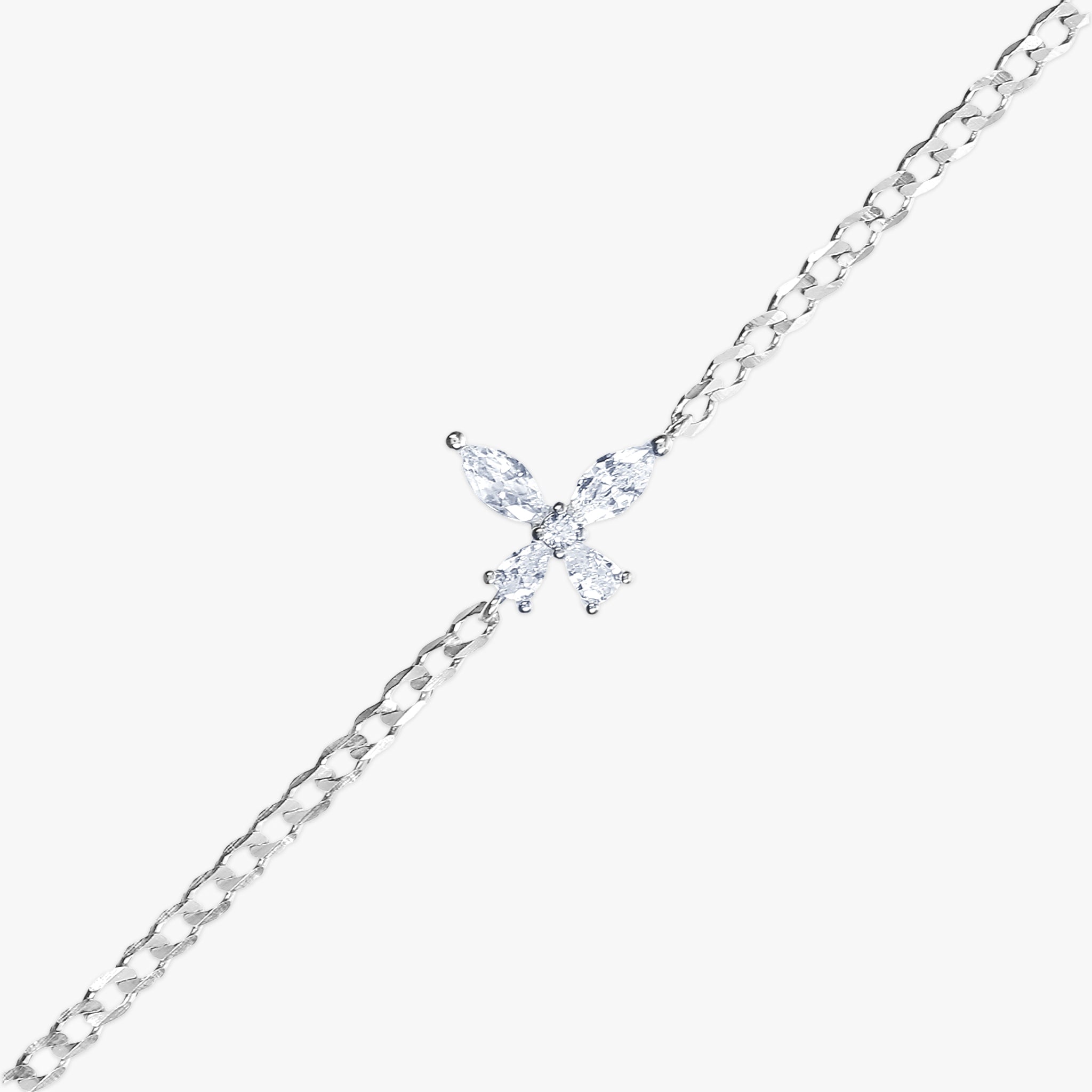 クリスタル バタフライ ブレスレット シルバー