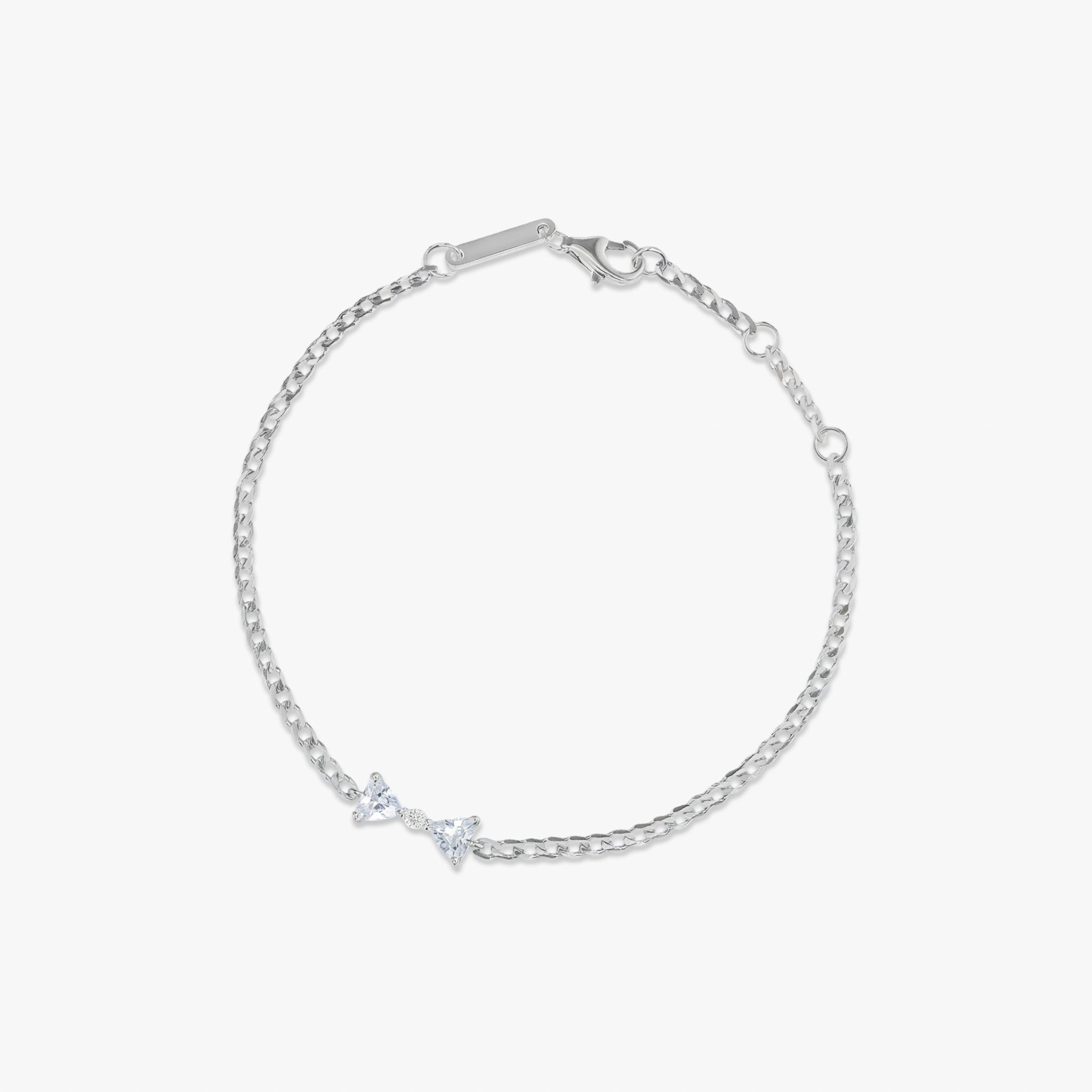 クリスタル ボウ ブレスレット シルバー