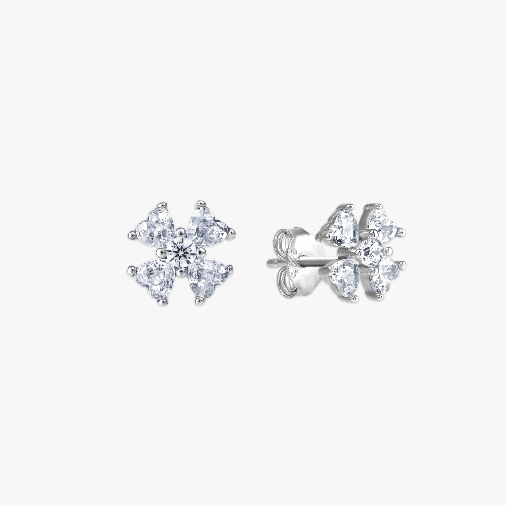 クリスタル クローバー ピアス シルバー